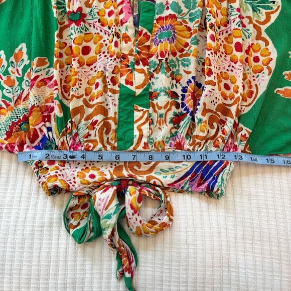 Rachel Zoe Floral Cropped Blouse Women's Size Small Long Sleeve Tie Back Top - Picture 5 of 8